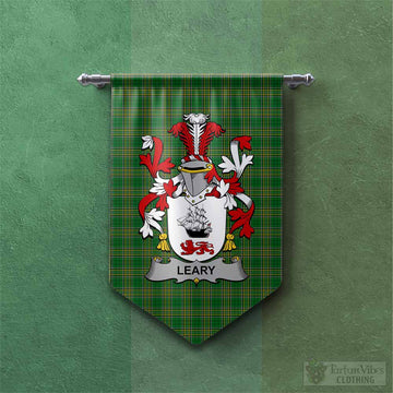 Leary Irish Clan Tartan Gonfalon, Tartan Banner with Coat of Arms Chevron - Tartan Vibes Clothing