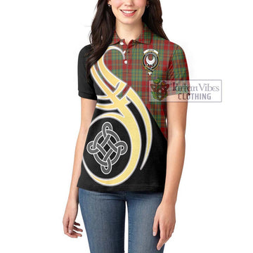 Leask Tartan Women's Polo Shirt with Family Crest and Celtic Symbol Style