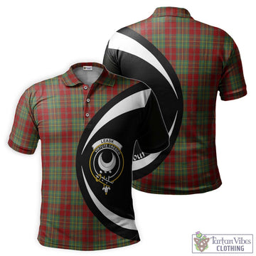 Leask Tartan Men's Polo Shirt with Family Crest Circle Style