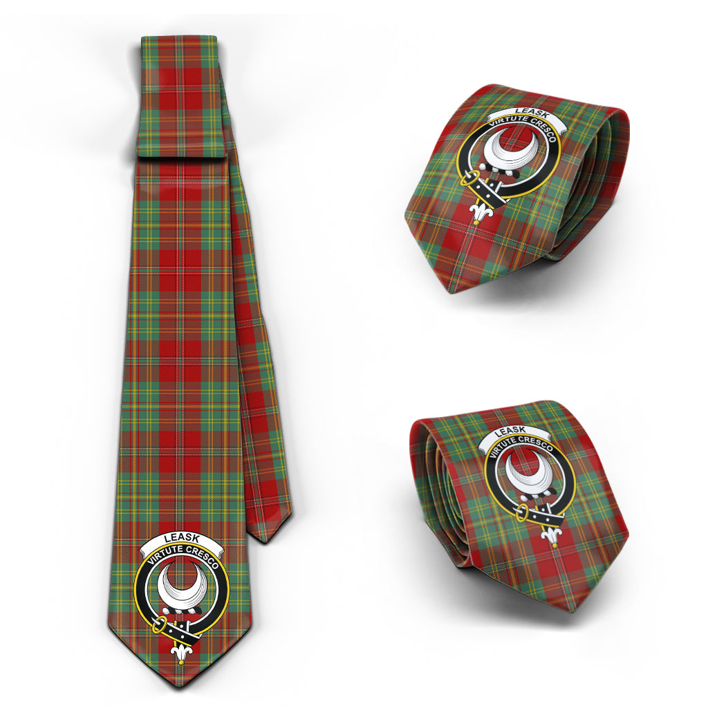 Leask Tartan Classic Necktie with Family Crest Necktie One Size - Tartan Vibes Clothing