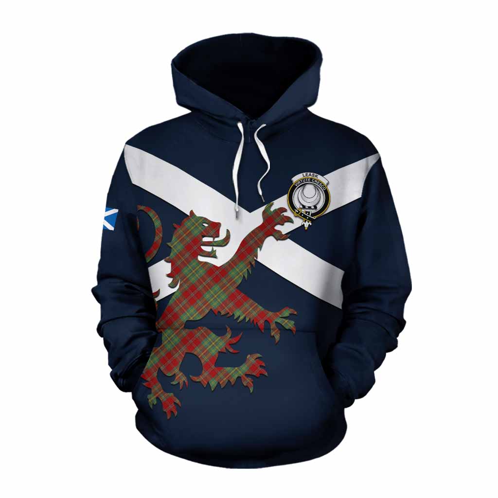 Tartan Vibes Clothing Leask Tartan Lion Rampant Cotton Hoodie Proudly Display Your Heritage with Alba Gu Brath and Clan Name