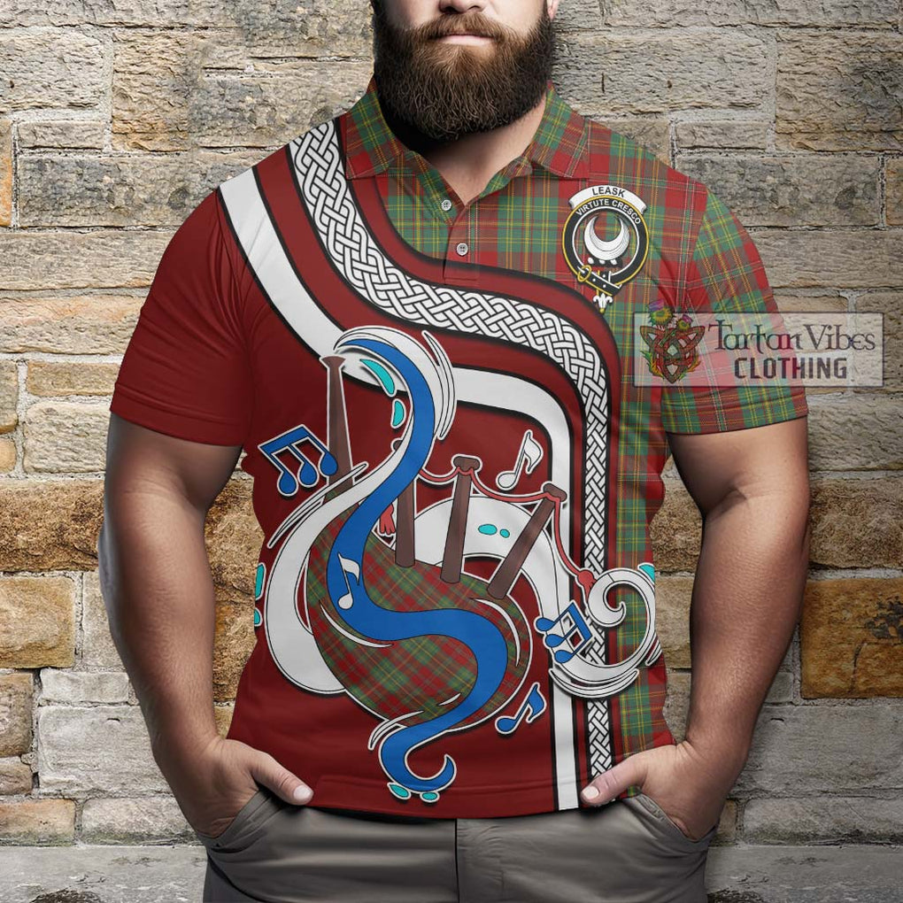 Tartan Vibes Clothing Leask Tartan Polo Shirt with Epic Bagpipe Style