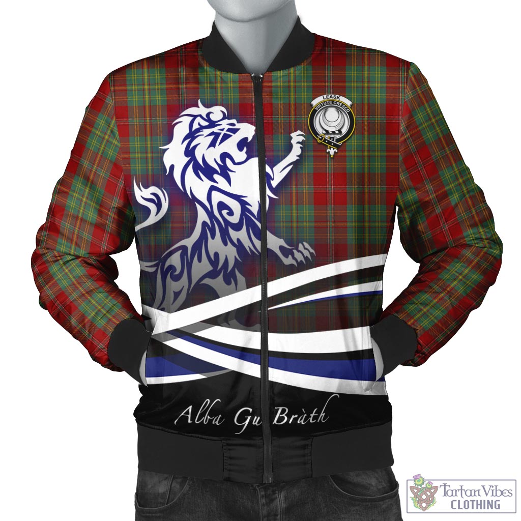 Leask Tartan Bomber Jacket with Alba Gu Brath Regal Lion Emblem Unisex - Tartan Vibes Clothing