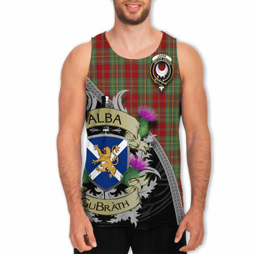 Leask Tartan Family Crest Men's Tank Top Lion Rampant Royal Thistle Shield Celtic Inspired Men - Tartan Vibes Clothing