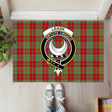 Leask Tartan Door Mat with Family Crest