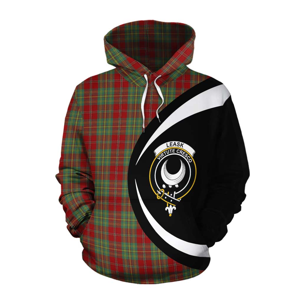 Tartan Vibes Clothing Leask Tartan Cotton Hoodie with Family Crest Circle Style