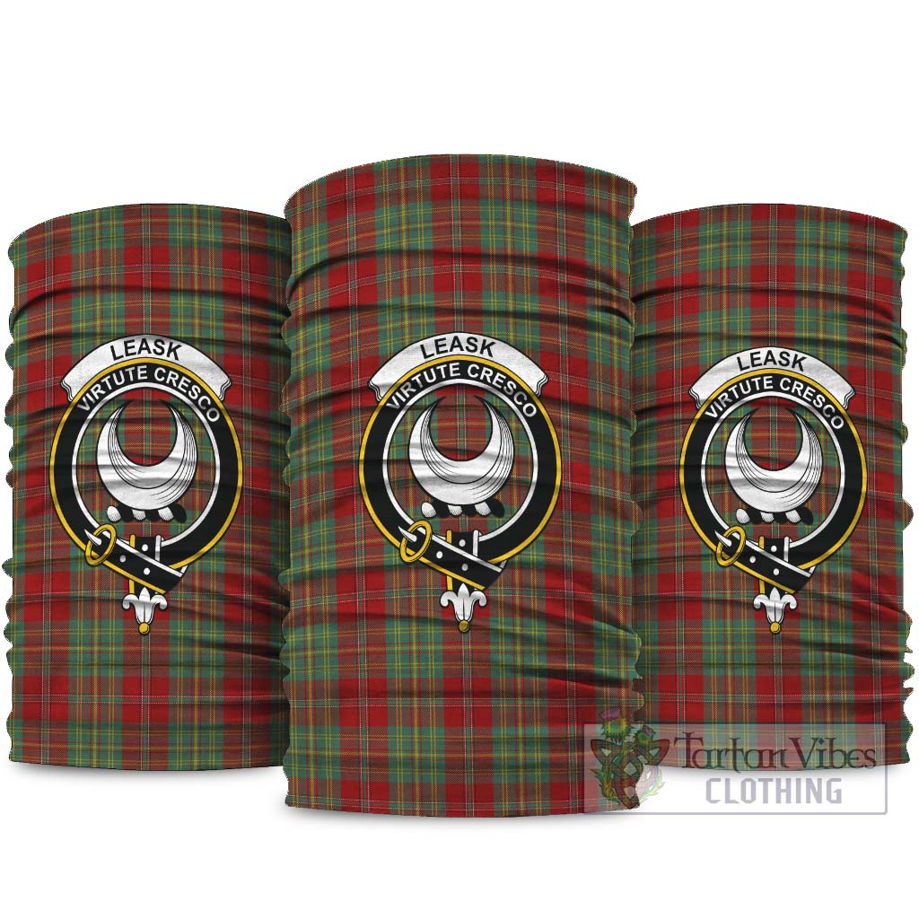 Leask Tartan Neck Gaiters, Tartan Bandanas, Tartan Head Band with Family Crest