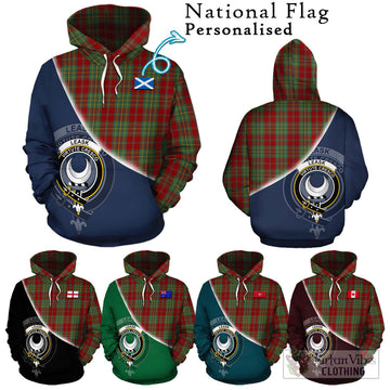 Leask Tartan Hoodie with Personalised National Flag and Family Crest Half Style