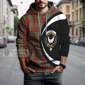 Leask Tartan Hoodie with Family Crest Circle Style