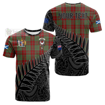 Leask Crest Tartan Cotton T-shirt with New Zealand Silver Fern Half Style