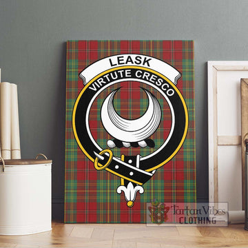 Leask Tartan Canvas Print Wall Art with Family Crest