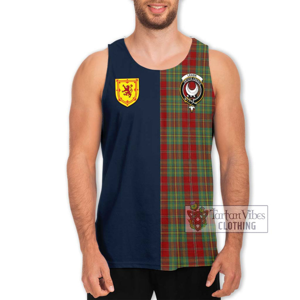 Tartan Vibes Clothing Leask Tartan Men's Tank Top with Scottish Lion Royal Arm Half Style