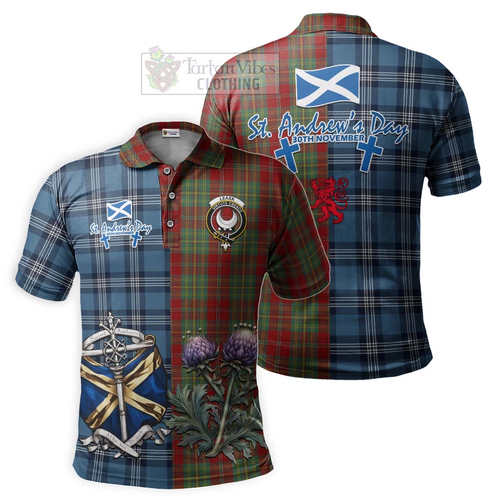 Tartan Vibes Clothing Leask Tartan Polo Shirt Happy St. Andrew's Day Half Tartan Style