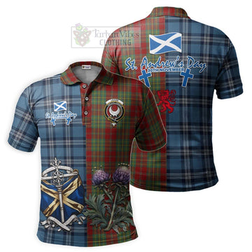 Leask Tartan Polo Shirt Happy St. Andrew's Day Half Tartan Style