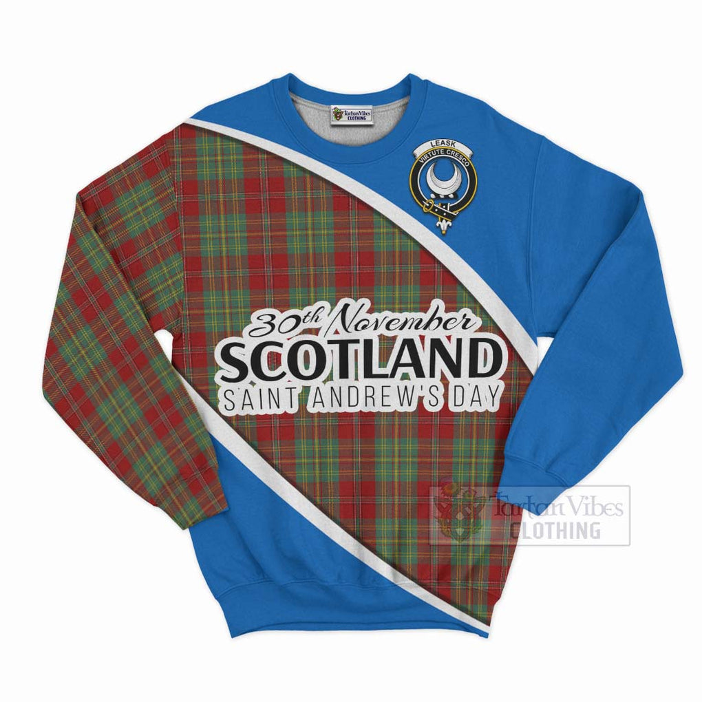 Tartan Vibes Clothing Leask Family Crest Tartan Sweatshirt Celebrate Saint Andrew's Day in Style