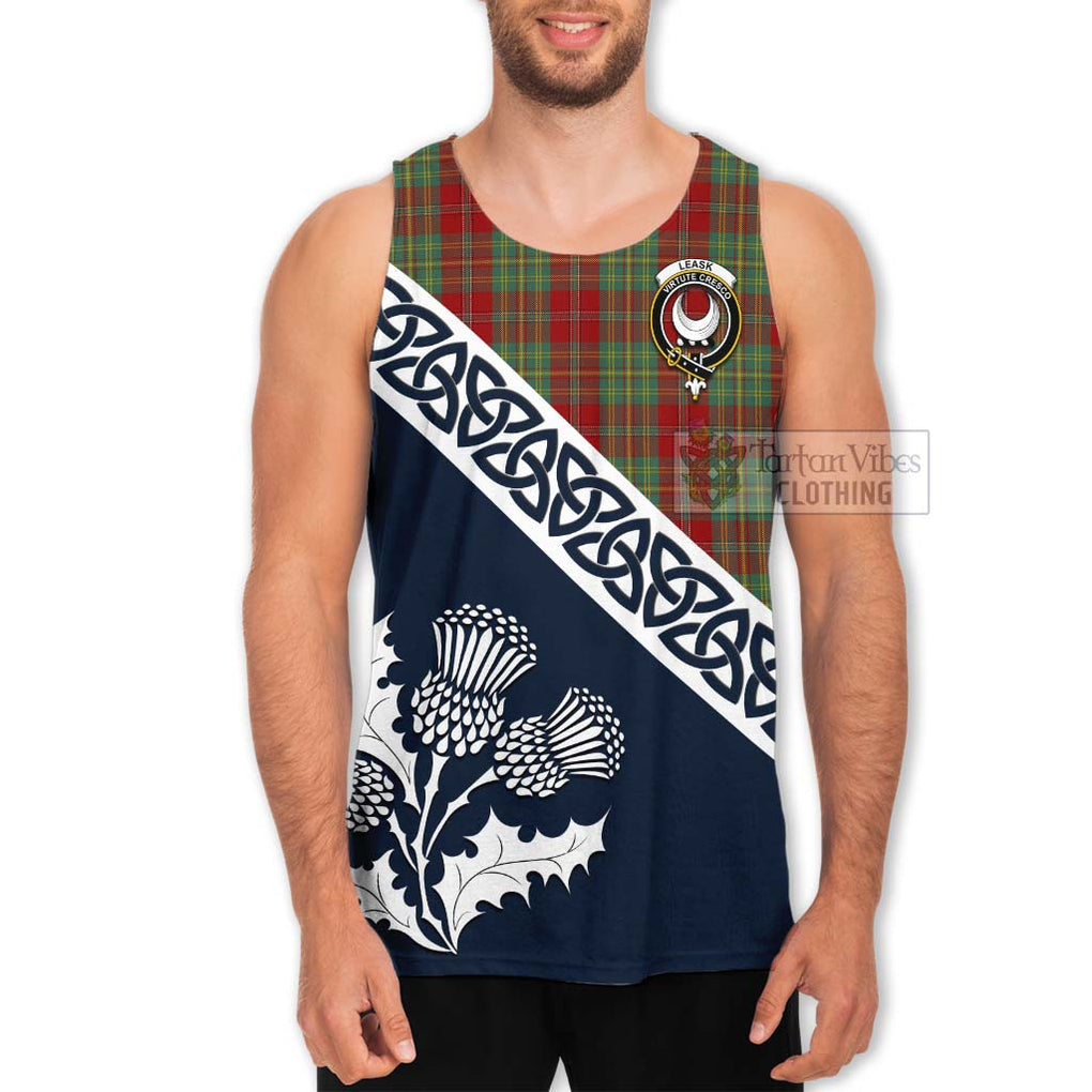 Tartan Vibes Clothing Leask Tartan Men's Tank Top Featuring Thistle and Scotland Map