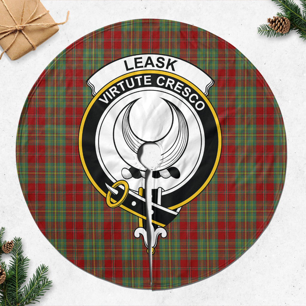 Leask Tartan Christmas Tree Skirt with Family Crest - Tartanvibesclothing