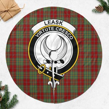 Leask Tartan Christmas Tree Skirt with Family Crest