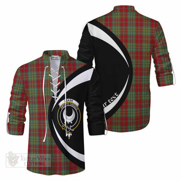 Leask Tartan Ghillie Kilt Shirt with Family Crest Circle Style