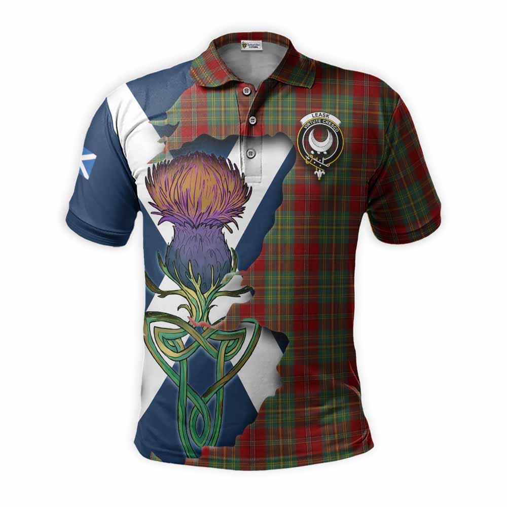 Leask Tartan Family Crest Polo Shirt Scottish Thistle Celtic Inspired Kid - Tartan Vibes Clothing