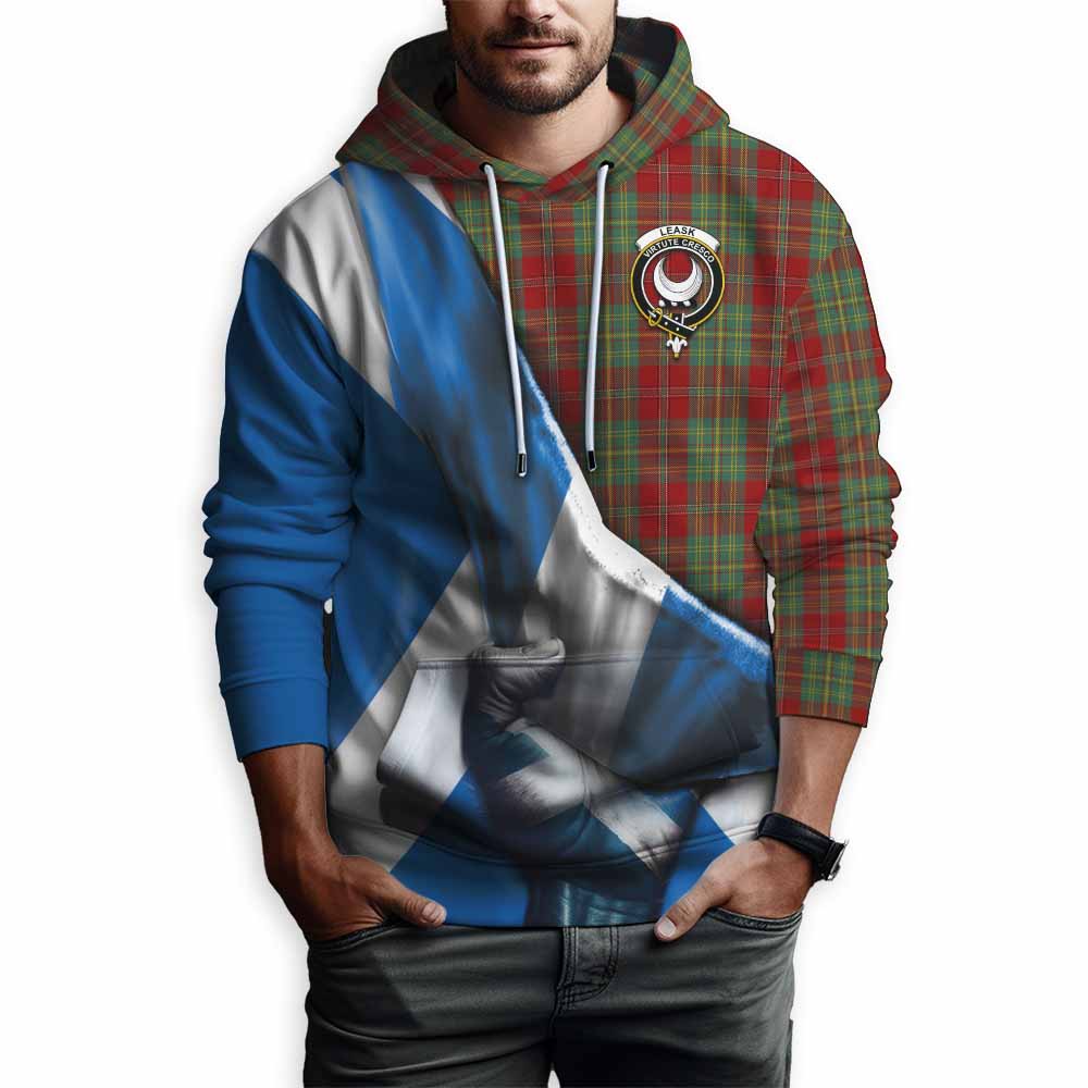 Tartan Vibes Clothing Leask Tartan Hoodie with Family Crest Scotland Patriotic Style