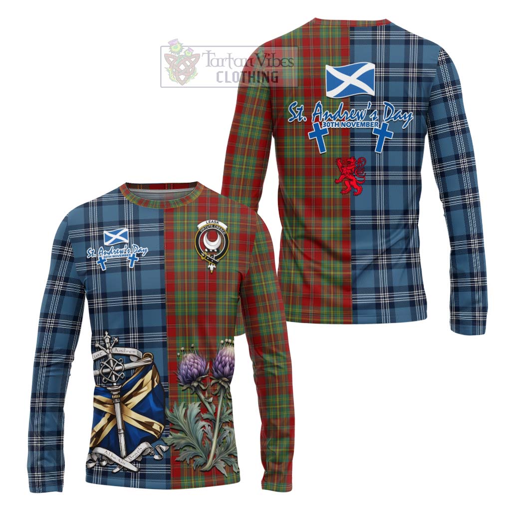 Tartan Vibes Clothing Leask Tartan Long Sleeve T-Shirt Happy St. Andrew's Day Half Tartan Style