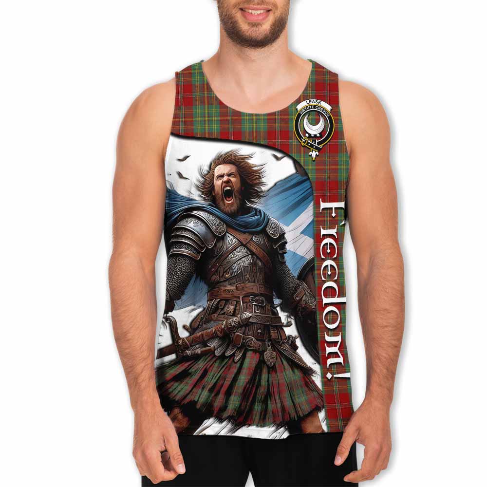 Tartan Vibes Clothing Leask Crest Tartan Men's Tank Top Inspired by the Freedom of Scottish Warrior