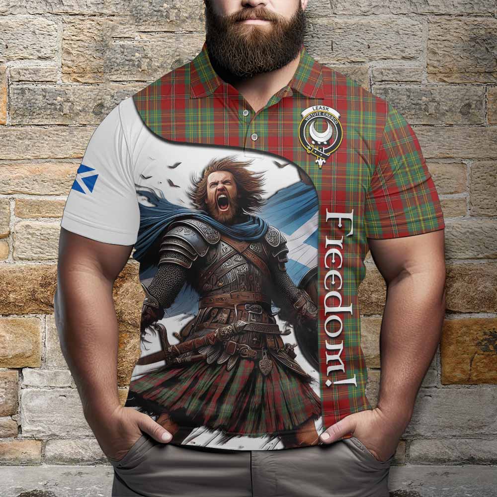 Tartan Vibes Clothing Leask Crest Tartan Polo Shirt Inspired by the Freedom of Scottish Warrior