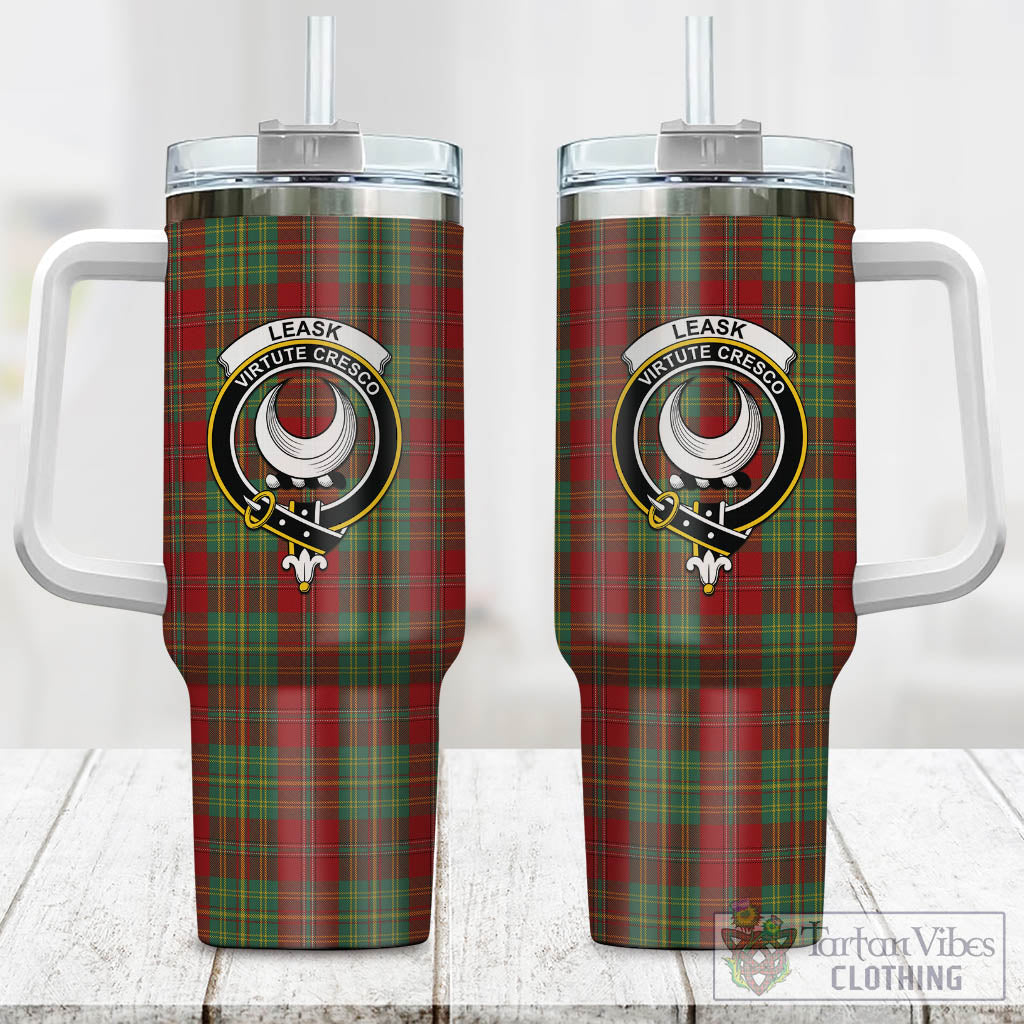 Tartan Vibes Clothing Leask Tartan and Family Crest Tumbler with Handle