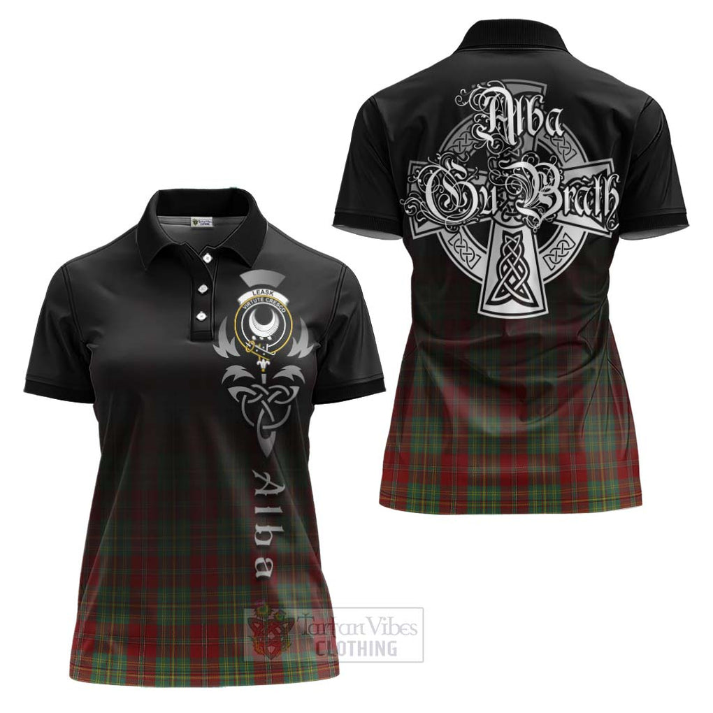 Tartan Vibes Clothing Leask Tartan Women's Polo Shirt Featuring Alba Gu Brath Family Crest Celtic Inspired