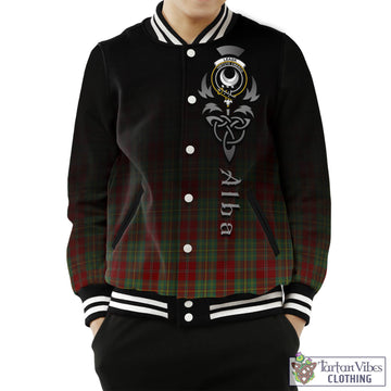 Leask Tartan Baseball Jacket Featuring Alba Gu Brath Family Crest Celtic Inspired