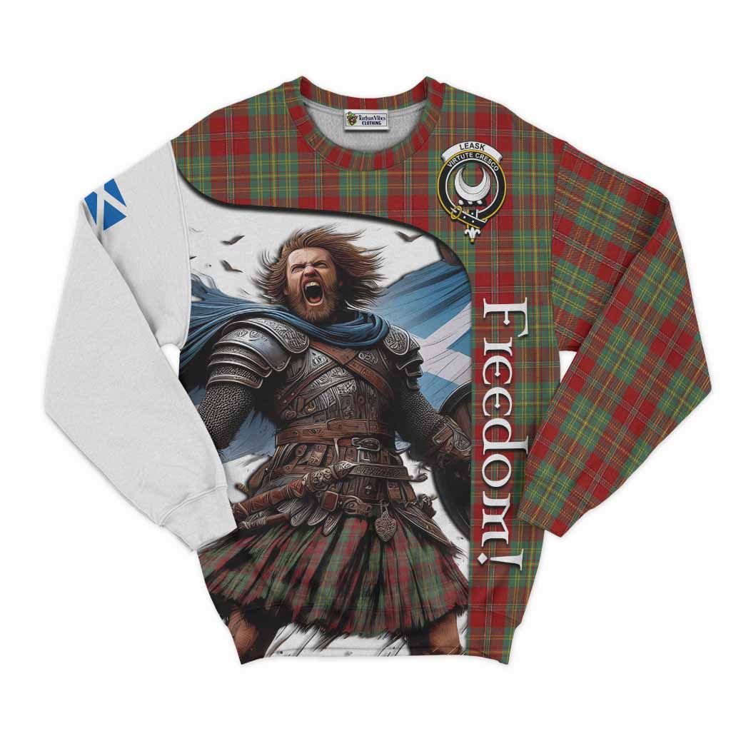 Tartan Vibes Clothing Leask Crest Tartan Sweatshirt Inspired by the Freedom of Scottish Warrior