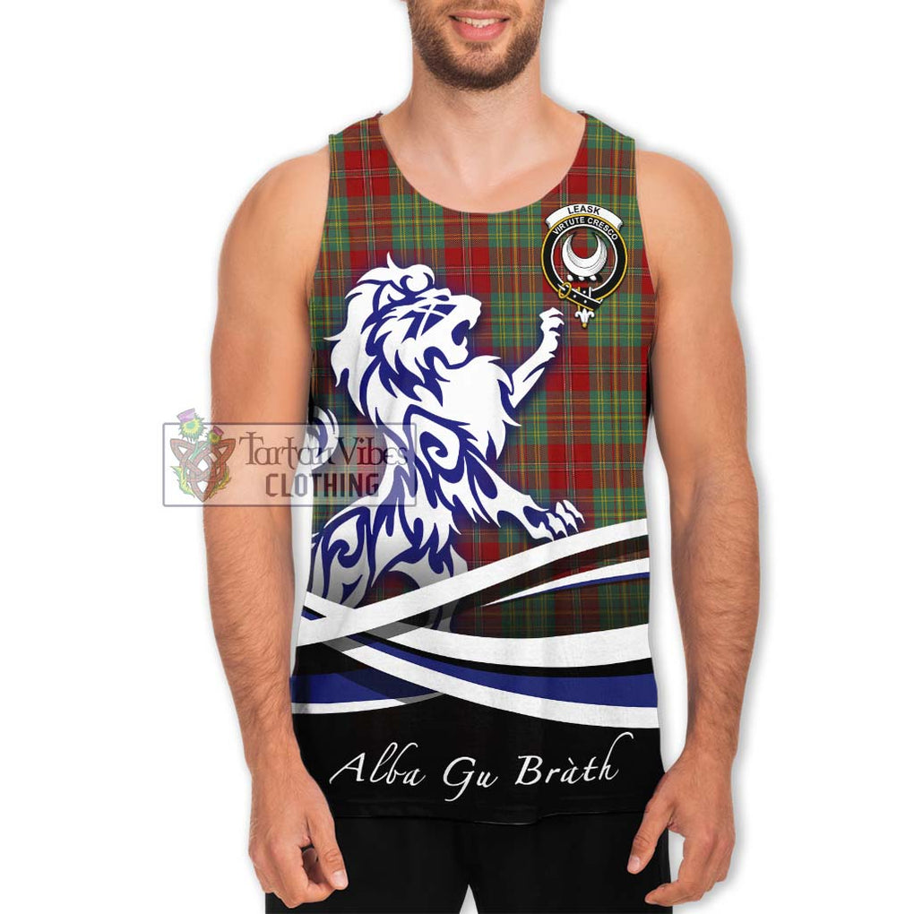 Leask Tartan Men's Tank Top with Alba Gu Brath Regal Lion Emblem Men - Tartanvibesclothing Shop