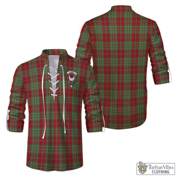 Leask Tartan Men's Scottish Traditional Jacobite Ghillie Kilt Shirt with Family Crest