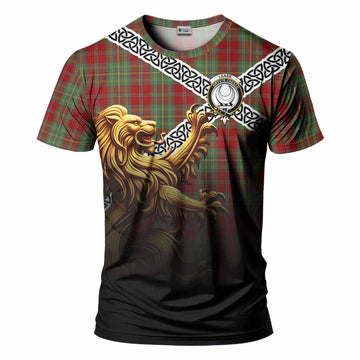 Leask Crest Tartan T-Shirt with Golden Lion Emblem Celtic Style Kid's Shirt - Tartan Vibes Clothing