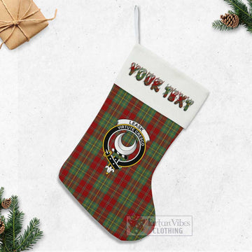 Leask Tartan Family Crest Christmas Stocking with Personalized Text