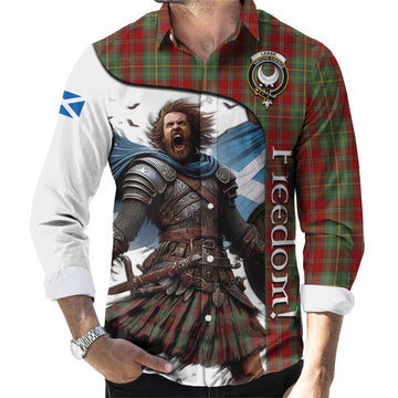 Leask Crest Tartan Long Sleeve Button Shirt Inspired by the Freedom of Scottish Warrior