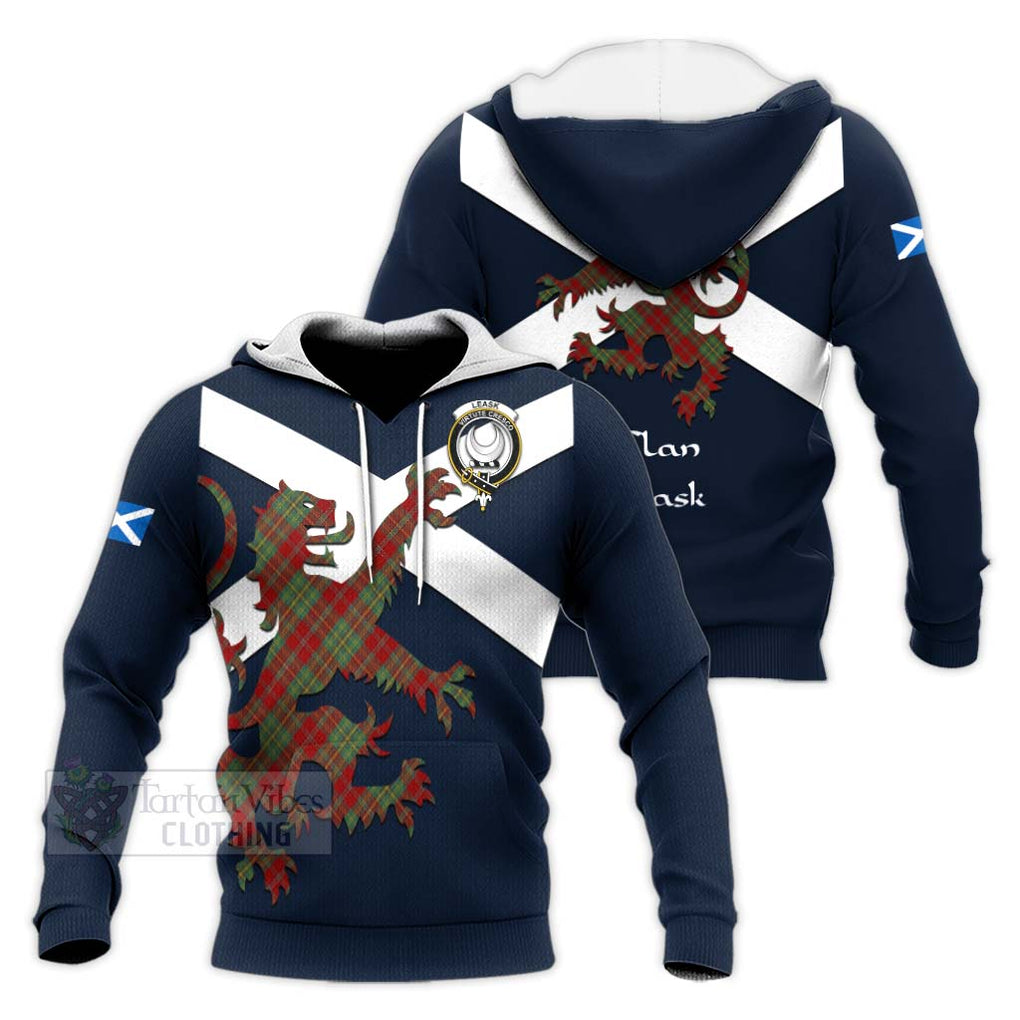 Tartan Vibes Clothing Leask Tartan Lion Rampant Knitted Hoodie – Proudly Display Your Heritage with Alba Gu Brath and Clan Name