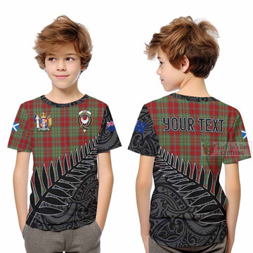 Leask Crest Tartan Kid T-Shirt with New Zealand Silver Fern Half Style