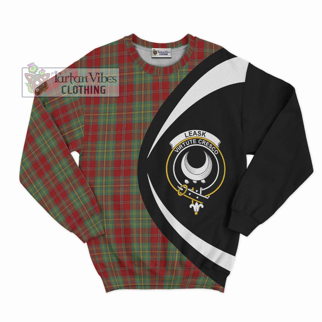 Leask Tartan Sweatshirt with Family Crest Circle Style Unisex - Tartan Vibes Clothing