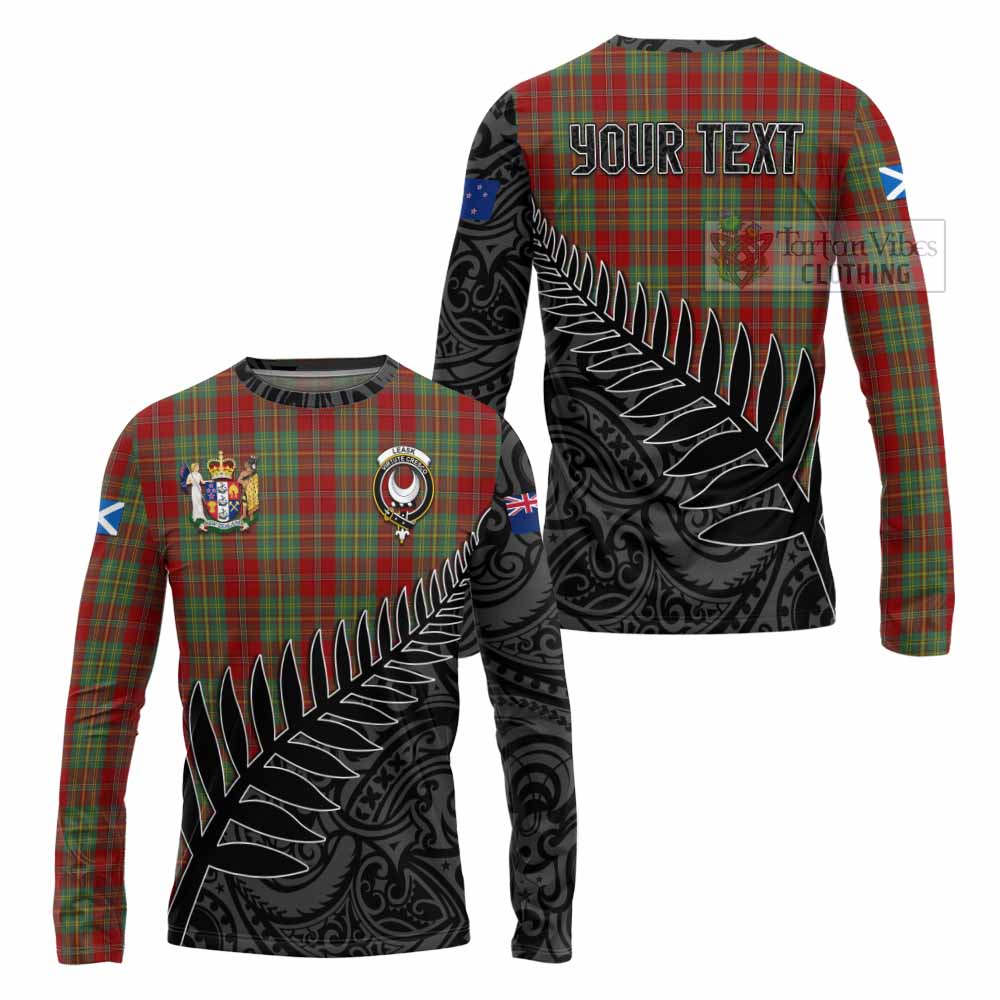 Tartan Vibes Clothing Leask Crest Tartan Long Sleeve T-Shirt with New Zealand Silver Fern Half Style