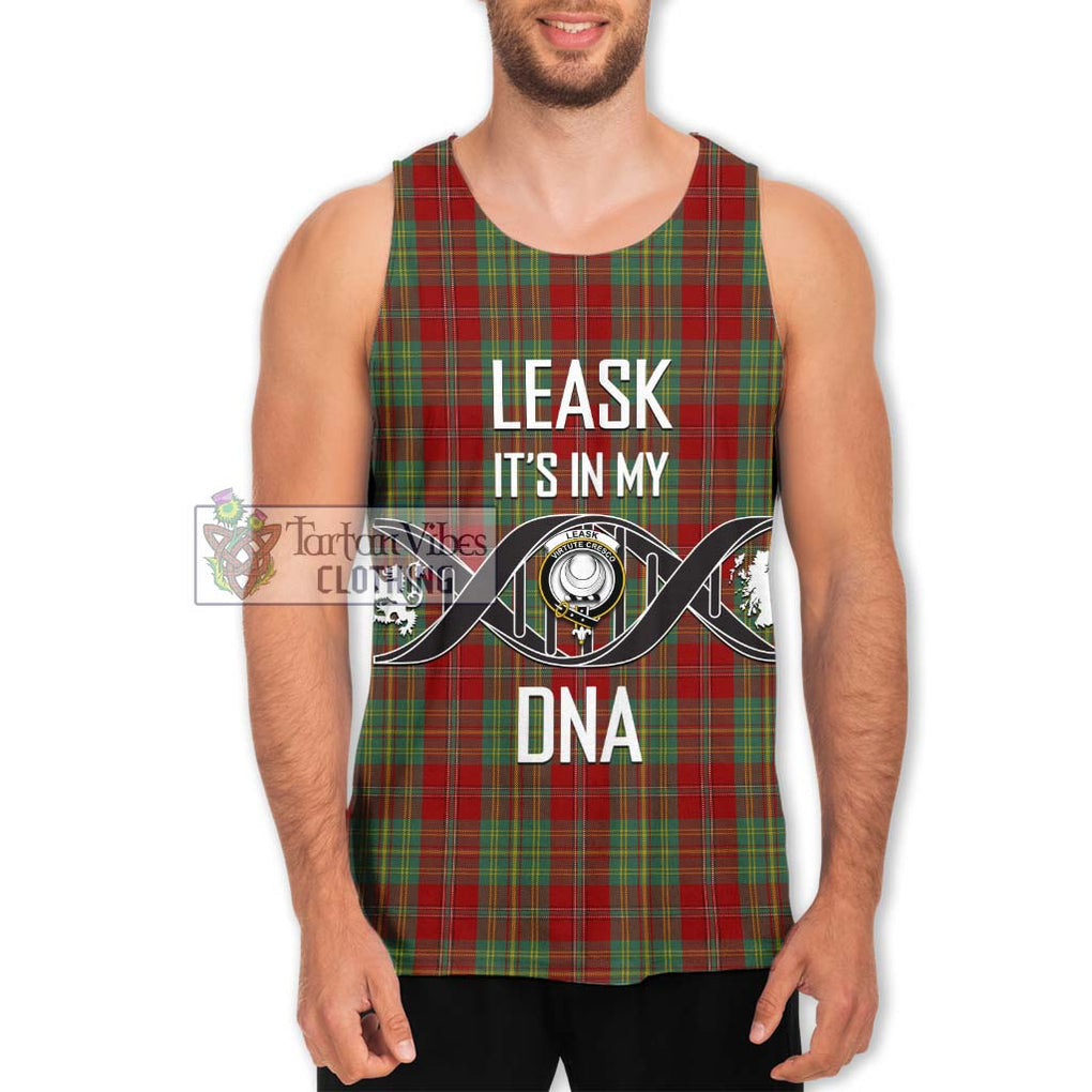 Leask Tartan Men's Tank Top with Family Crest DNA In Me Style Men - Tartanvibesclothing Shop