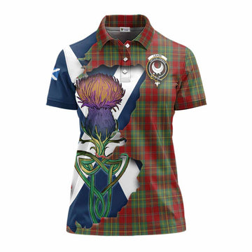 Leask Tartan Family Crest Women's Polo Shirt Scottish Thistle Celtic Inspired Women - Tartan Vibes Clothing