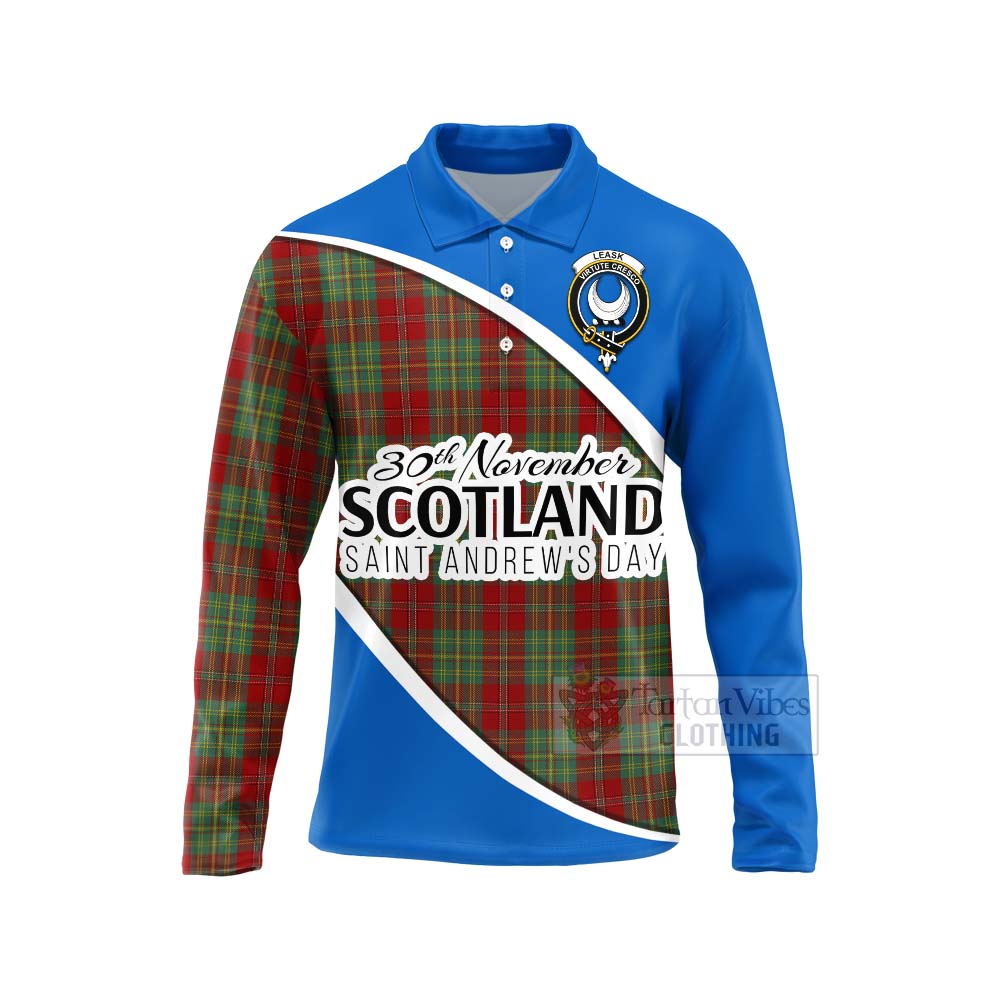 Tartan Vibes Clothing Leask Family Crest Tartan Long Sleeve Polo Shirt Celebrate Saint Andrew's Day in Style