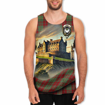 Leask Tartan Family Crest Men's Tank Top with Scottish Ancient Castle Style Men - Tartan Vibes Clothing