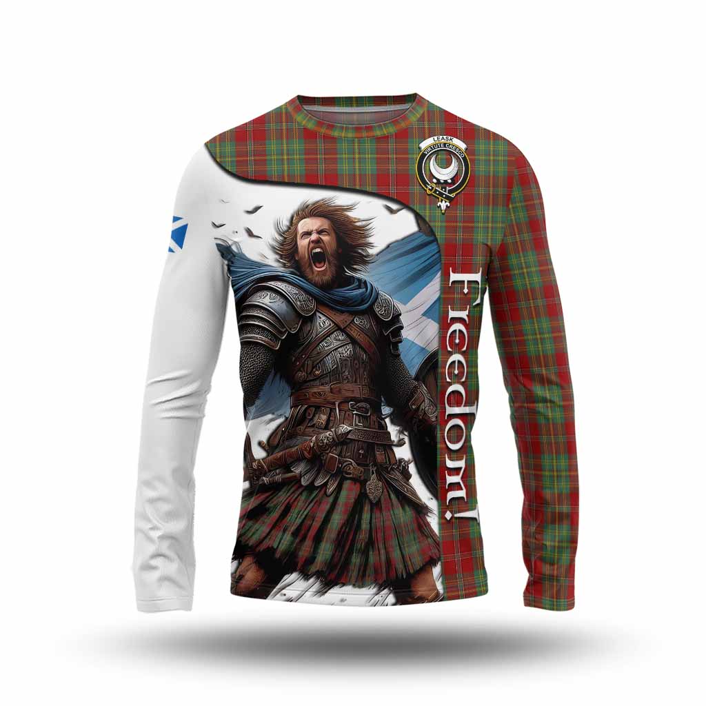 Tartan Vibes Clothing Leask Crest Tartan Long Sleeve T-Shirt Inspired by the Freedom of Scottish Warrior