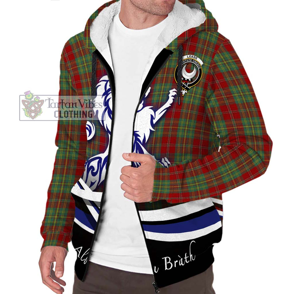 Leask Tartan Sherpa Hoodie with Alba Gu Brath Regal Lion Emblem Unisex S - Tartanvibesclothing Shop