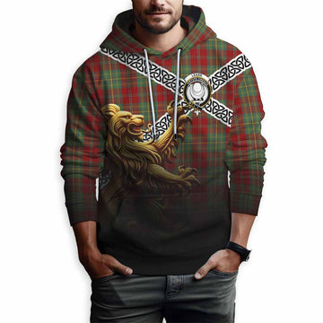 Leask Crest Tartan Hoodie with Golden Lion Emblem Celtic Style Pullover Hoodie - Tartan Vibes Clothing