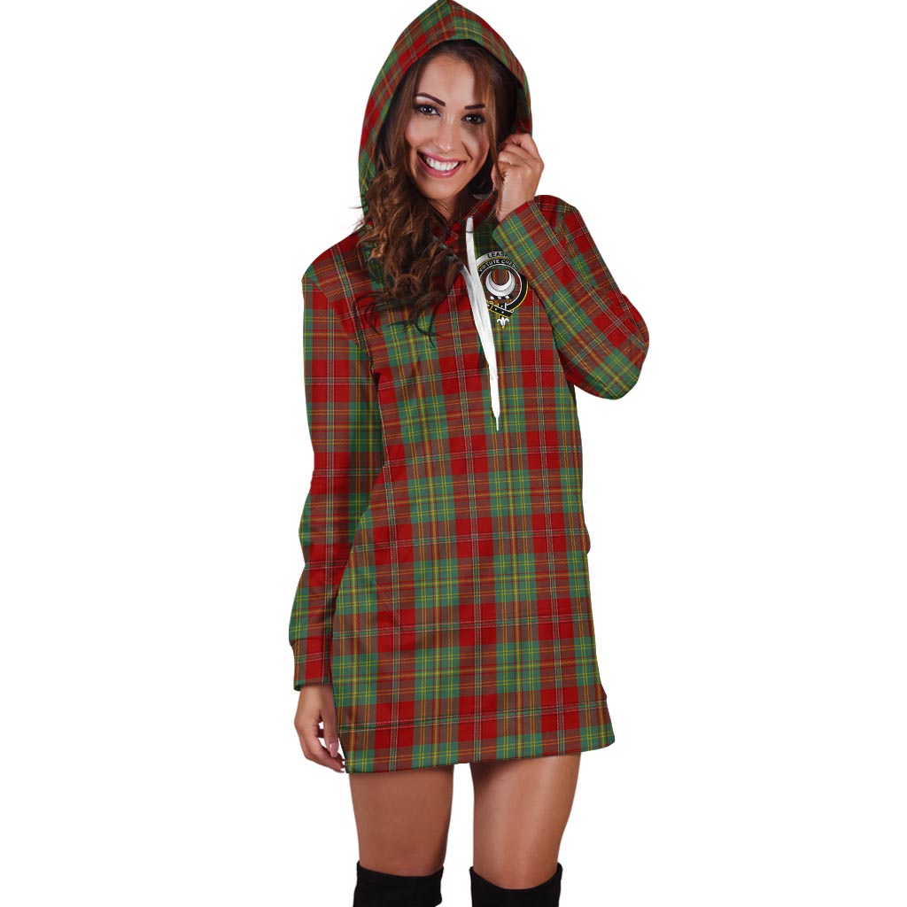 Leask Tartan Hoodie Dress with Family Crest - Tartan Vibes Clothing