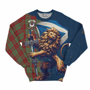 Leask Tartan Family Crest Sweatshirt with Scottish Majestic Lion